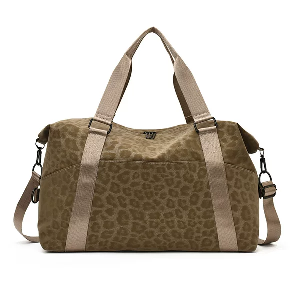 Cross-border large-capacity portable travel bag, leopard print, lightweight and versatile luggage bag for short trips, business trips, storage, swimming, and fitness