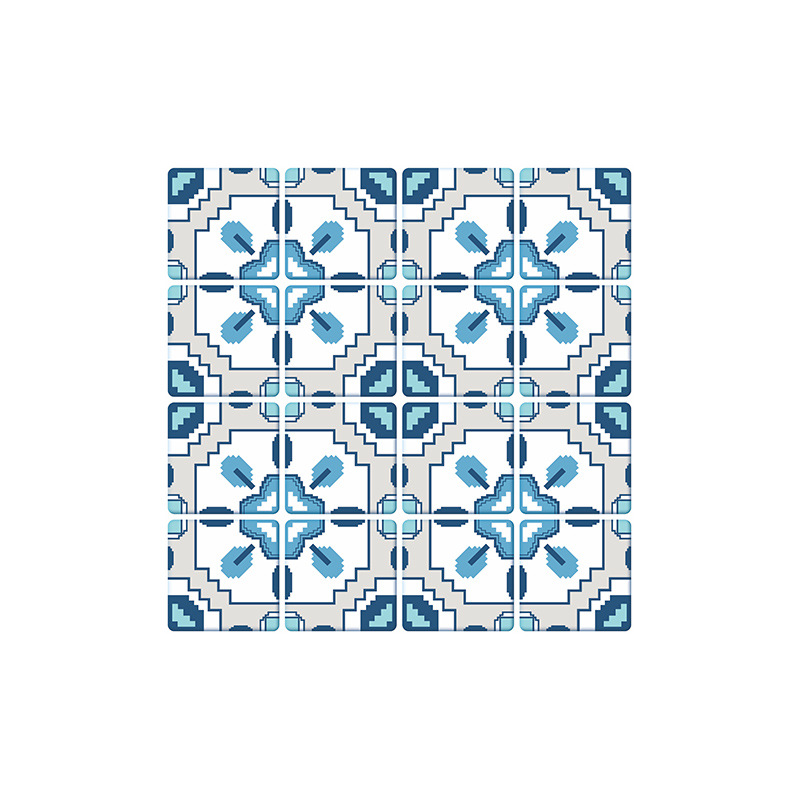 Autocollants De Rénovation De Carreaux De Treillis À Motif De Couleur Contrastée Bleu Ethnique display picture 7