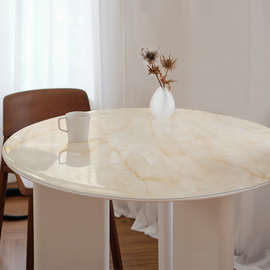 W1TR纯大理石图案pvc圆桌布防水防油防烫免洗台布圆形茶几餐桌垫