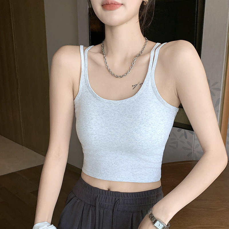 H 47生放送の白いサスペンダーのベストの女性の夏の外は胸のクッションの美背をつけて胸を拭きます。|undefined