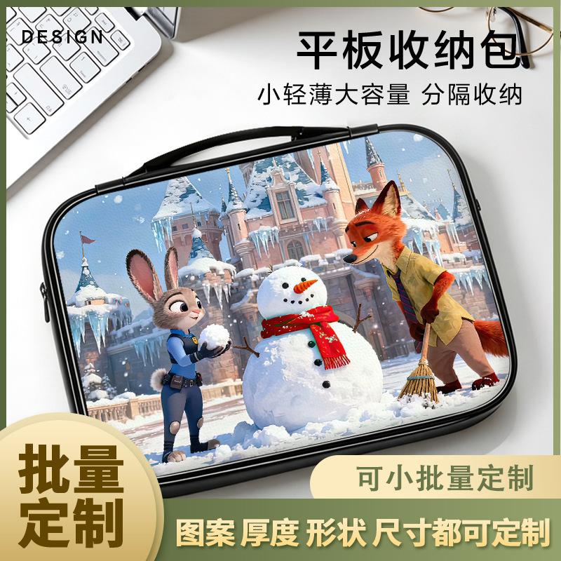 Judy Nick Snowman Tablet Storage Bag, suitable for Apple, Lenovo, Xiaomi, and Huawei devices, waterproof tote bag