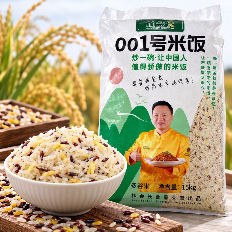 Lin President No. 001 Fried Rice 5kg - High-quality fried rice for canteens, group meals, and small-scale catering, economical pack Lin President No. 001 Fried Rice 5kg - High-quality fried rice for canteens, group meals, and small-scale catering, economical pack