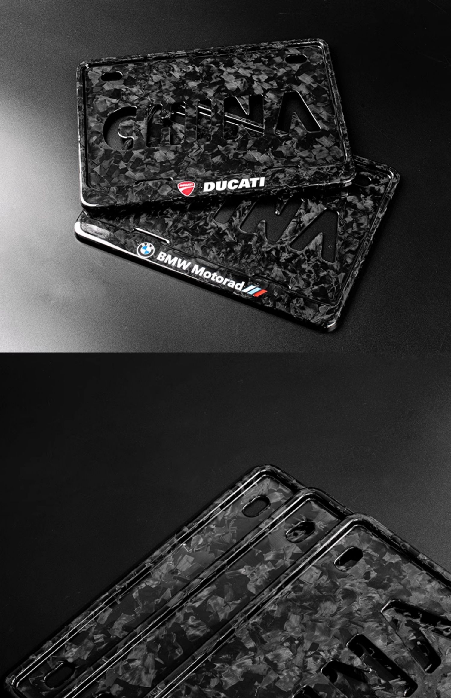 Suitable for Dry Carbon Fiber Motorcycle License Plate Frame, Rear License Plate Frame, Shockproof, for Yamaha, Kawasaki, Honda, No. 9