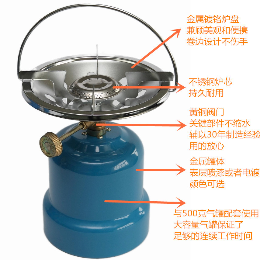 Fábrica de suministro directo de horno de café horno de gas portátil al aire libre horno de acampamiento tipo válvula de aguja ligera portátil
