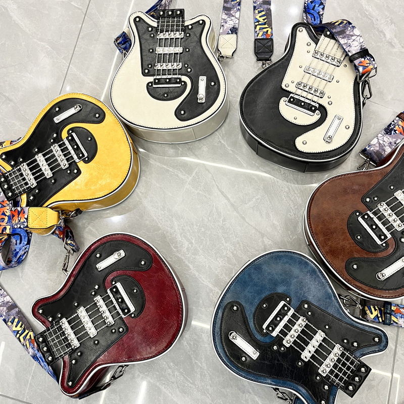 Cross-border Women's Bag European and American Shoulder Bag Handmade Women's Bag Guitar Shaped Handmade Women's Bag Amazon Foreign Trade Women's Bag