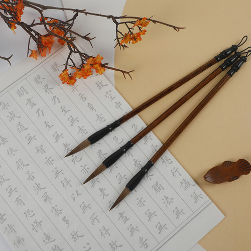 Large, medium, and small wolf-hair calligraphy brushes—non-shedding, perfect for beginners learning regular script, semi-cursive, and cursive styles.