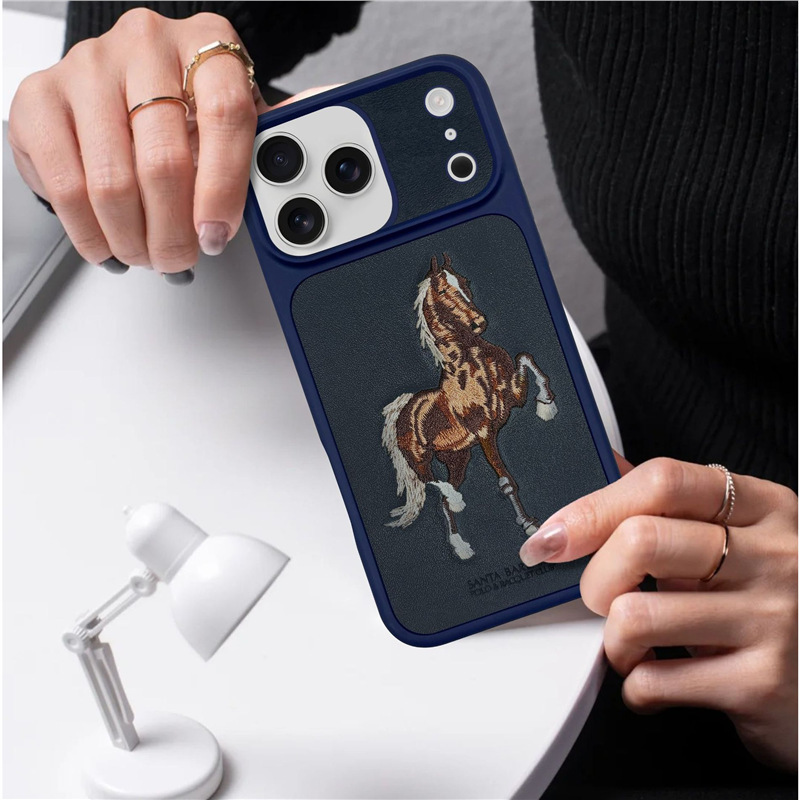 Suitable for iPhone 18 Pro Max, Berries Embroidered Horse Phone Case, 17 Pro Anti-drop Protection, POLO Paul