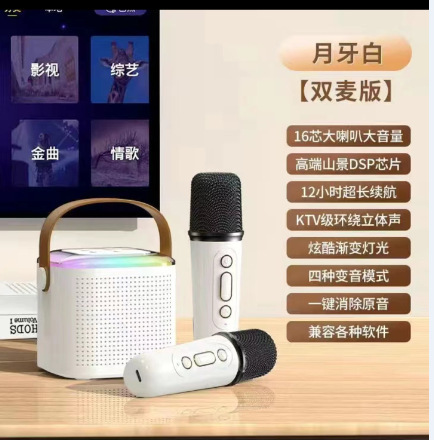 マイクカラオケ Bluetooth スピーカーカラオケワイヤレスオールインワンハンドヘルドホーム KTV セット子供用ダブル歌唱オーディオ|undefined