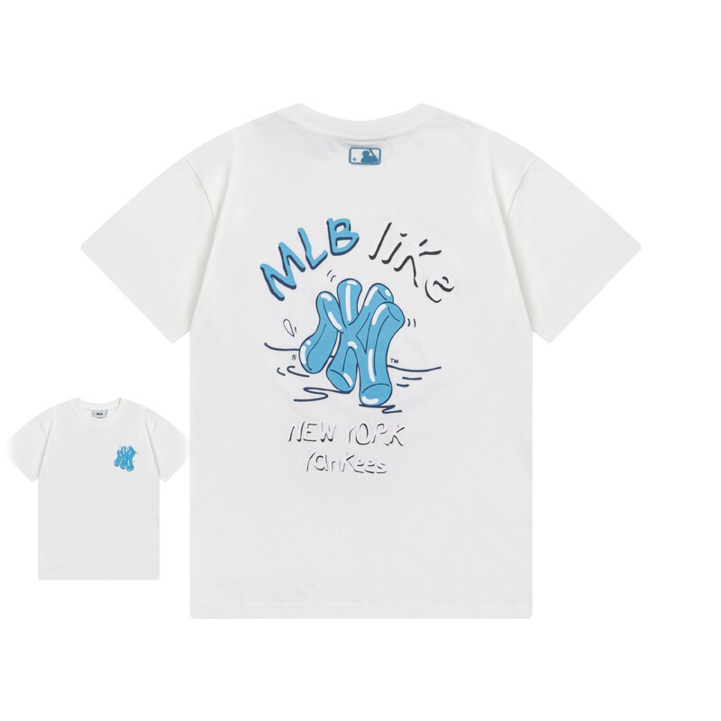 クロスボーダー MLB&NY ベーシックプリント高品質レディース T メンズ半袖コレクション共同ブランドの純綿通気性ボトリングシャツ|undefined