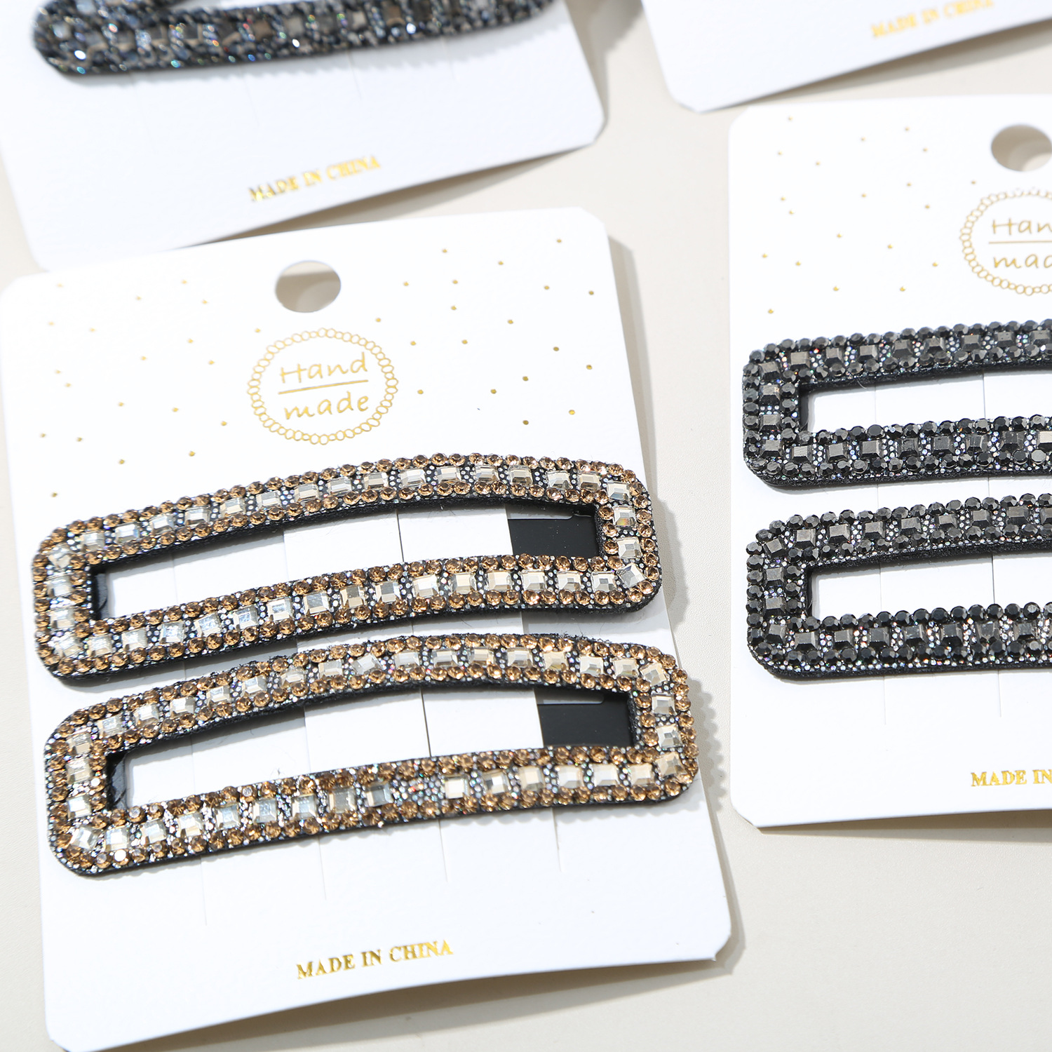 19g Weight Hair Clip Hair Accessories Type Rhinestones Inlay Material 1 Pair Quantity Iron Material Water Droplets, Rectangle Pattern Women's Gender Rhinestone Hair Clip Set For Women Side Bangs One-word Hair Accessories BB Clips Hair Clips Back Of Head Edge Clips 10