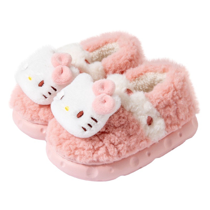 Hello Kitty de los niños zapatillas de algodón de invierno de las niñas lindo genuino interior caliente de la felpa del talón del bolso zapatillas de algodón Sanrio