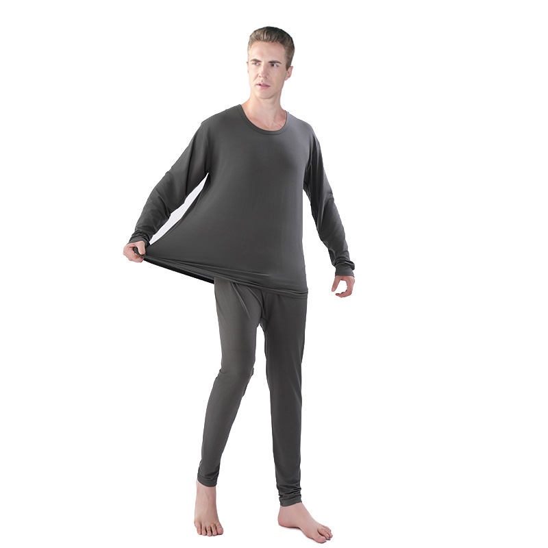 Men's Autumn and Winter Lavender Sleepwear Plus Size Loose Soft Comfortable Modal Long-Sleeve Thermal Set
