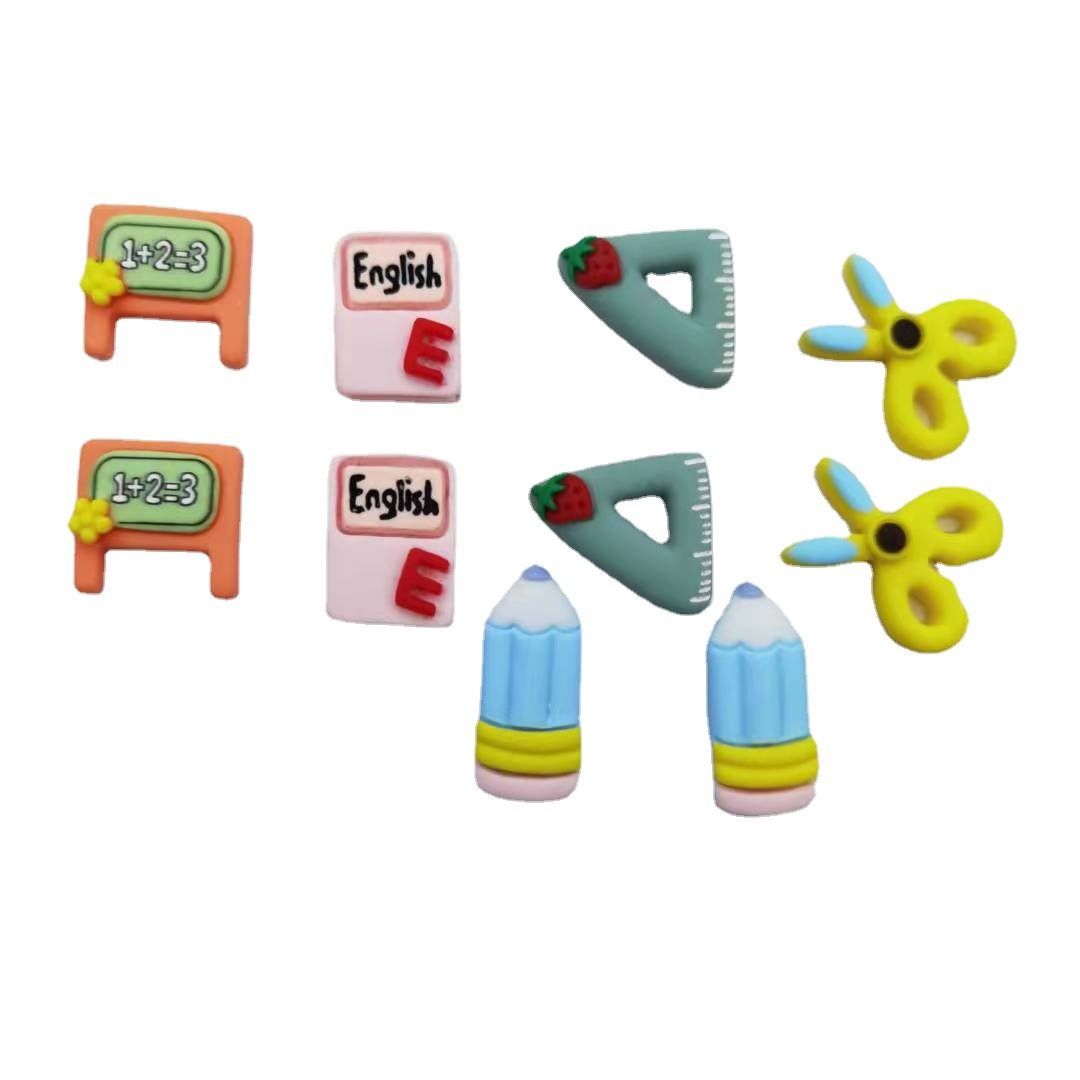 可爱仿真尺子书本剪刀铅笔文具手机壳杯子 diy树脂发饰品配件贴片|ru