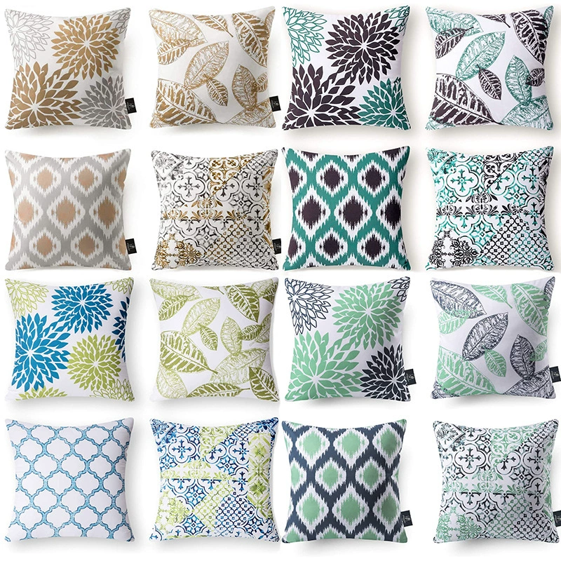 Трансграничная популярная простая Геометрическая Печать абстрактная Цветочная льняная наволочка из персиковой кожи, наволочка для дивана, наволочка