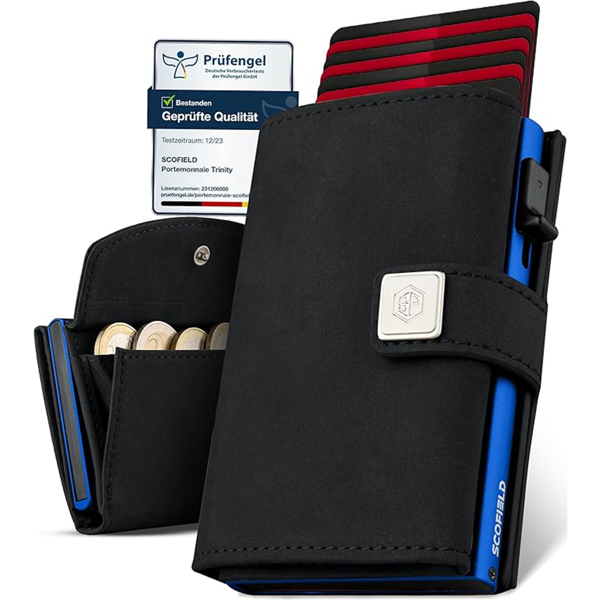 RFID antirrobo transfronterizo cepillo de tarjeta de aleación de aluminio multi-tarjeta con bolsa de cambio cartera de fibra de carbono cartera de negocios para hombres