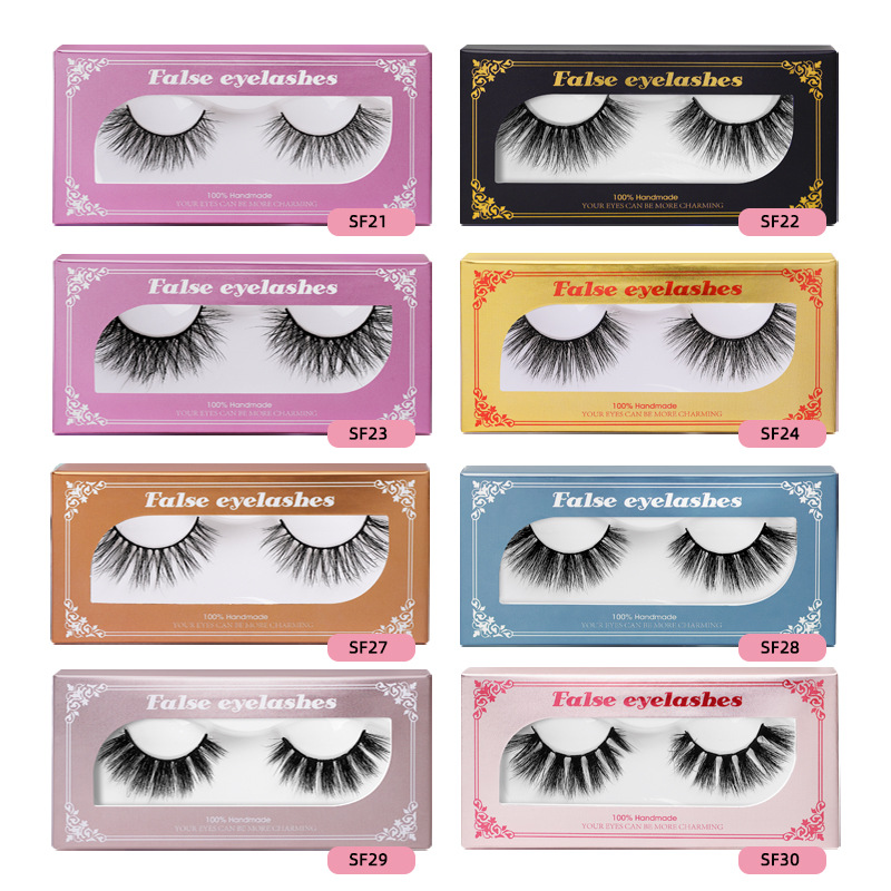 mink hair Material Natural Long Thick Mink Hair False Eyelashes One-pair Package Wholesale