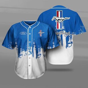 European and American New 3D Digital Printing Baseball Shirt Men's Fashion Car Logo Mustang Fox Cardigan Baseball Summer Jacket
