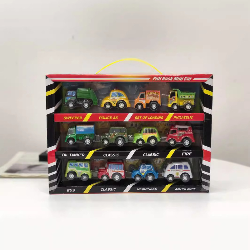 12-Pack Mini Pull-Back Cars Cartoon Pocket Cars Children's Toys Gift Educational Racing Cars Parent-Child