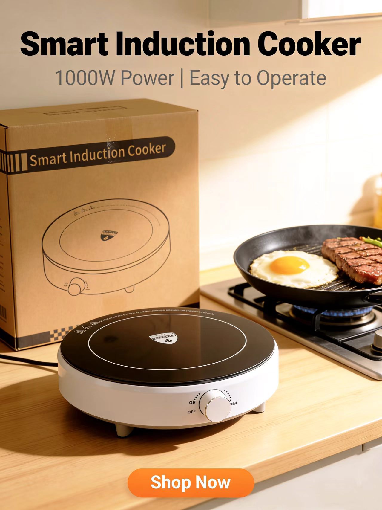 Cocina de inducción de 3500w, nuevo modelo, pequeña, para el hogar, mini, redonda, de alta potencia, con batería, estándar americano 110, para comercio exterior transfronterizo. image 7