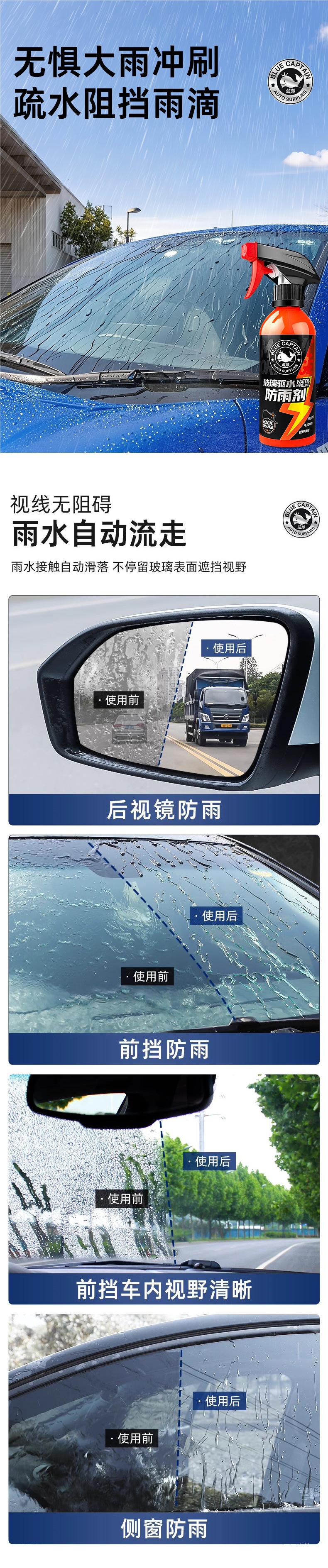 Car Glass Anti-Fogging Agent Long-Lasting Spray Windshield Car Rearview Mirror Anti-Rain Artifact Spray Car Window Peihui