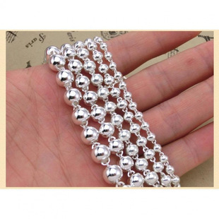 Manufacturer's Pure Silver 999 Sterling Silver Ball Bead Necklace for Adults and Children, Short Men's and Women's Silver Buddha Bead Necklace Sweater Direct Sale
