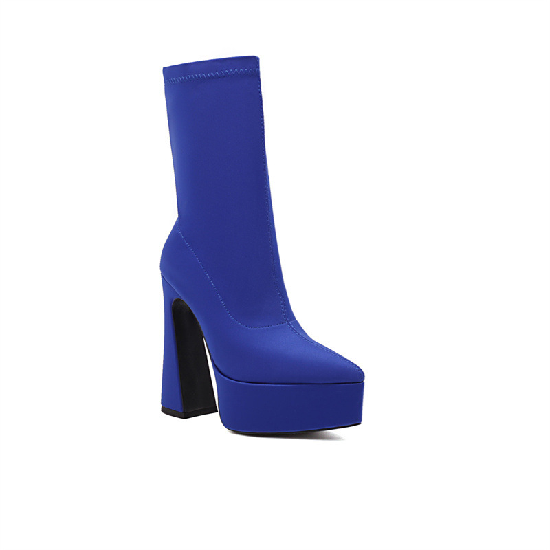 Woman Fashion Ankle Boots Winter New Arrival Thick Heel Pointed Toe Suede Low-Heel Booties Plus Size 40-43_vogvips.com