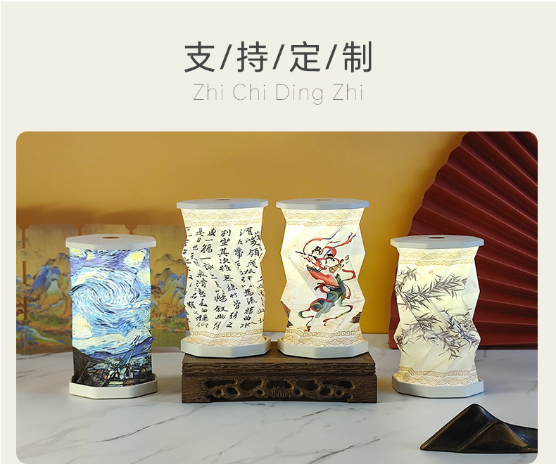 Creative Gift Mini Foldable Rotating LED Rechargeable Night Light Compact Ambiance Light Portable Cultural Creative Small Gift