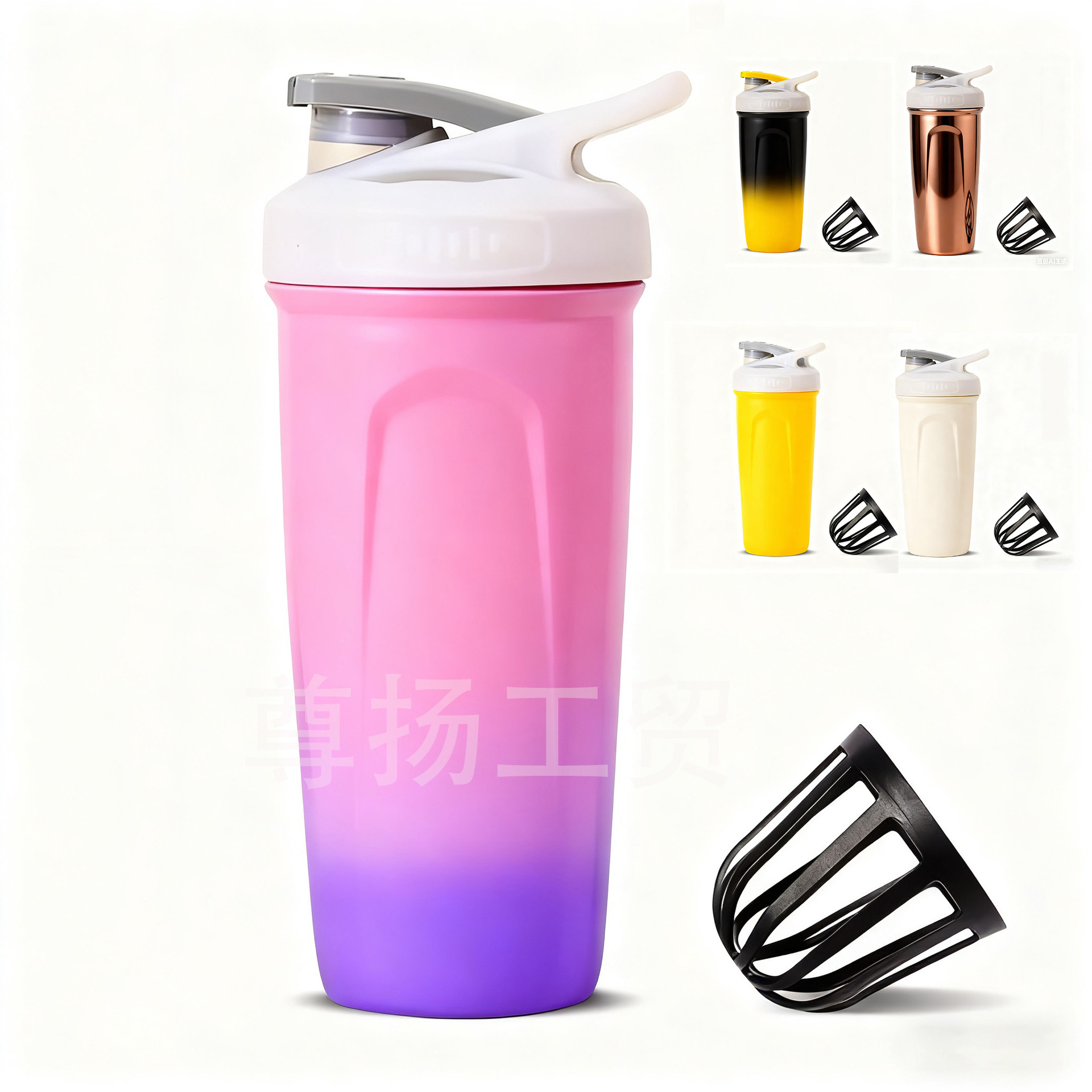 2025 nuevo polvo de proteína mezclador taza multifuncional deportivo acondicionamiento taza de batido de una sola capa conveniente con la mano agitar taza