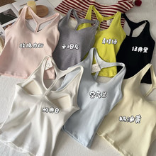 新款5561美背工字背心式一体胸垫吊带女打底外穿辣妹上衣内搭春夏