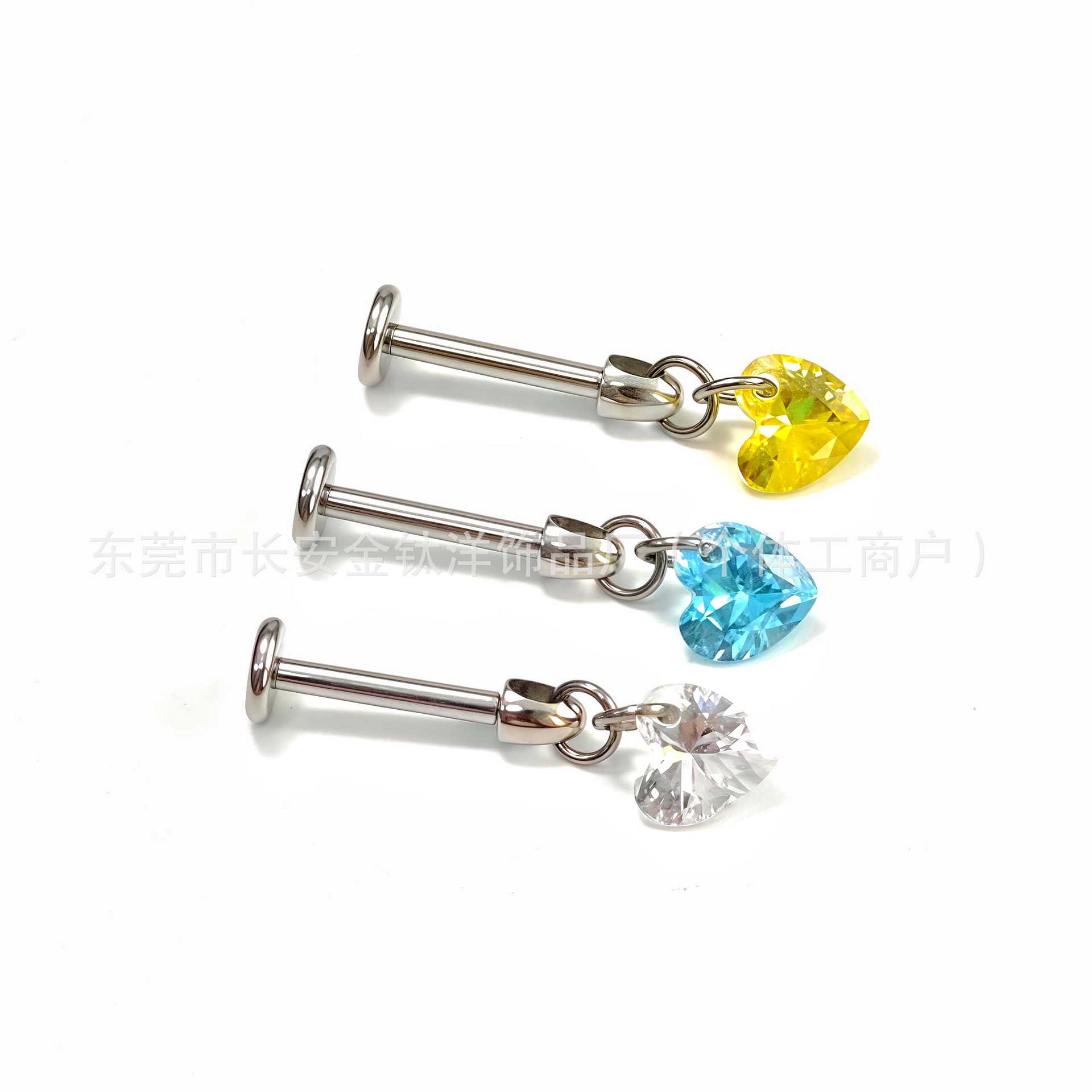 F136 Titanium Heart-Shaped Ear Bone Stud Zircon Devil Stud Ear Piercing Jewelry detail image 7