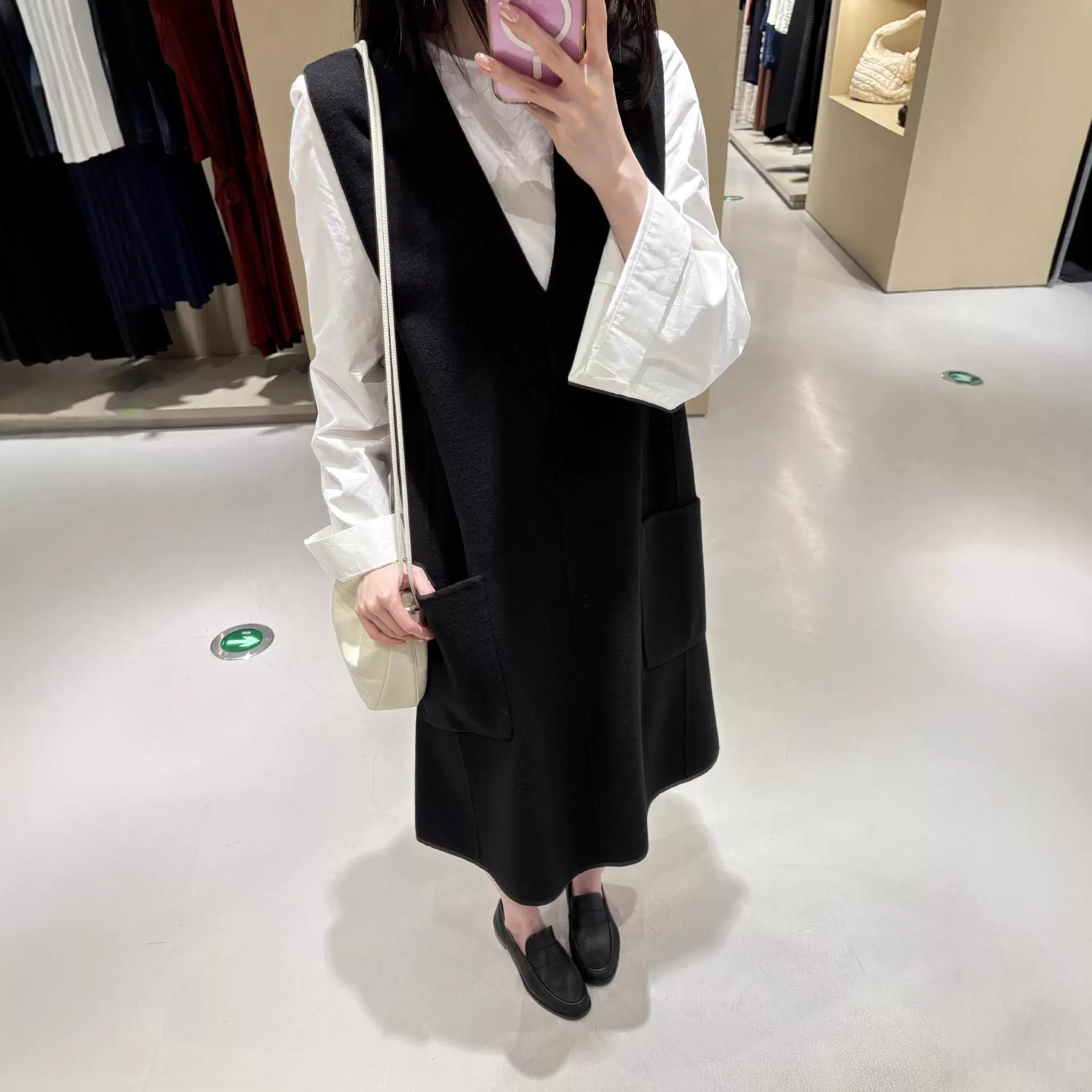 C家25休闲版型双面羊毛混纺无袖连衣裙双面尼背心裙 1313775001