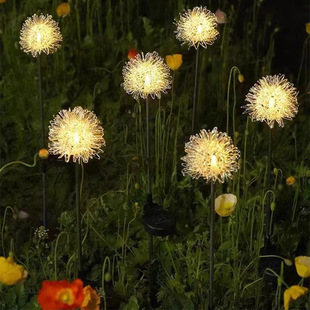 New Solar Dandelion Lamp Outdoor Waterproof Terrace Garden Villa Balcony Decorative Arrangement Plug-in Lawn Lamp