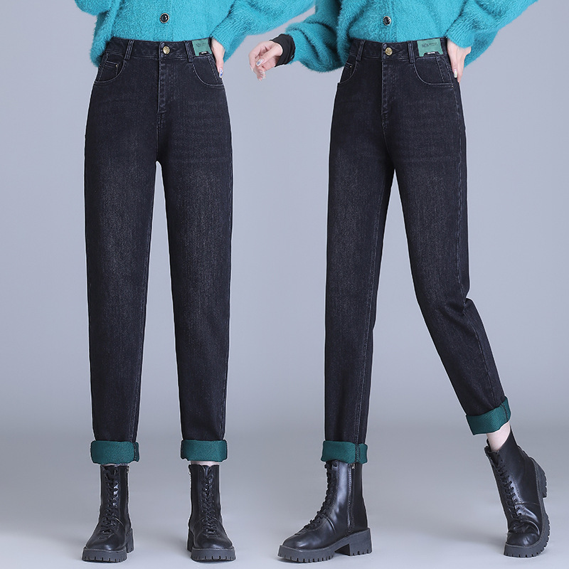 Genuine Brand Straight-Leg Jeans for Women, Spring and Autumn Style, High-Waisted, Loose-Fitting, Slimming Women's Pants, Versatile Harem Dad Pants