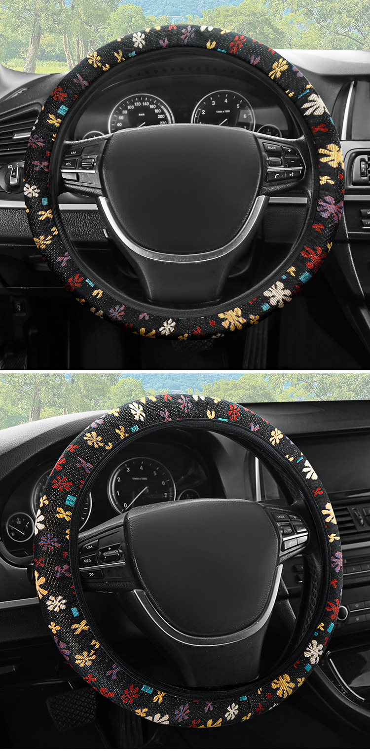 New Butterfly Steering Wheel Cover Without Inner Ring, Universal for All Seasons, Cute Decorative Women's Anti-Slip Handlebar Cover, Cross-Border Amazon