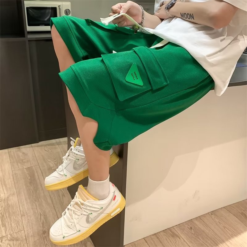 Waffle Shorts Hombres ins Summer American Trendy Brand Medio Pantalones sueltos Casual Trend Baloncesto Pantalones de cinco puntos