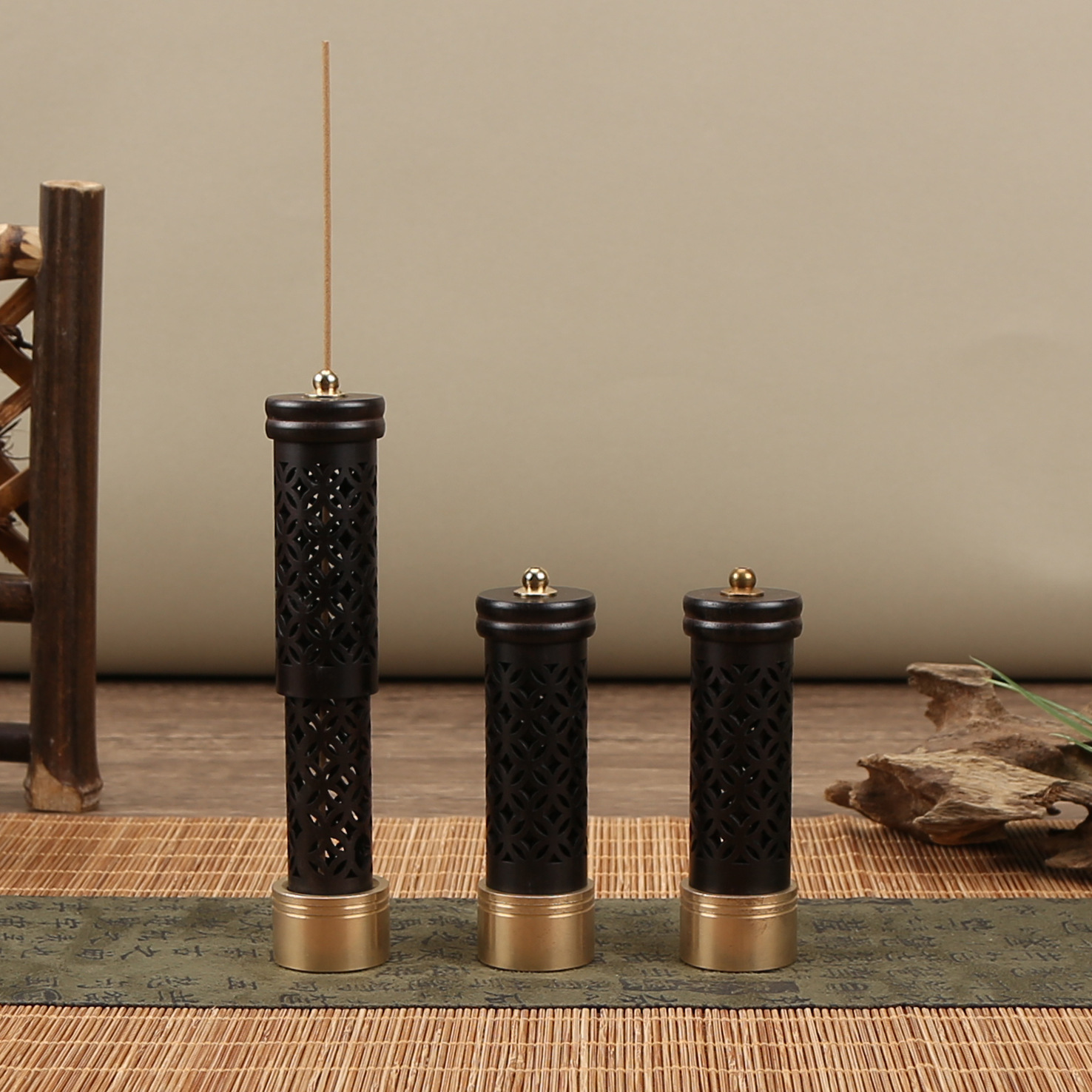 Jinxin Black Ebony Telescopic Incense Burner, New Simple Vertical Decorative Incense Holder, Suitable for Stick Incense, Wooden Incense Holder Wholesale