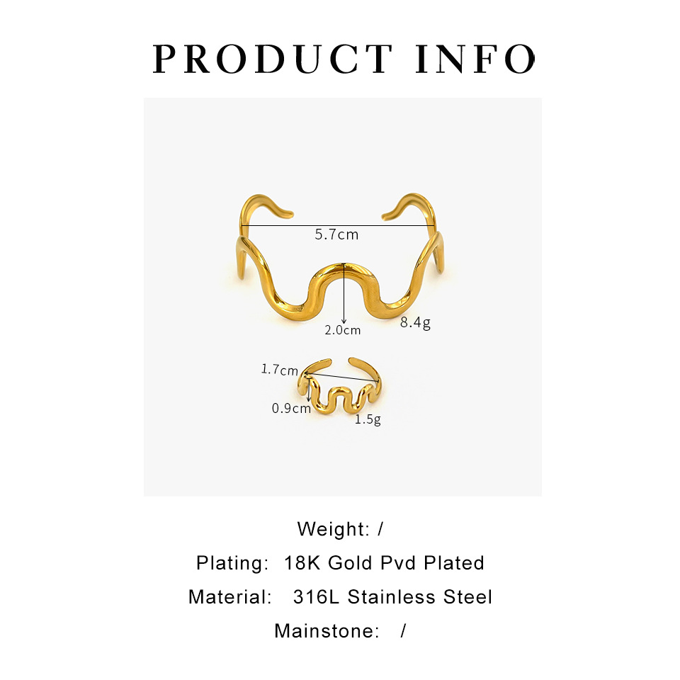 5g Weight PVD Coated Real Gold Plated Geometric 304 Stainless Steel Vintage Style Simple Style Waterproof Non Tarnish Surgical Steel Jewelry Set