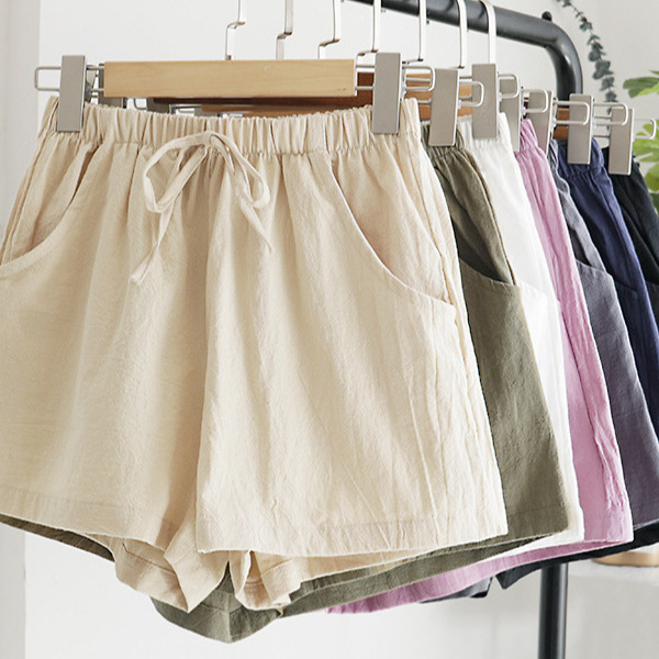 Cotton and Linen Shorts for Women, New Spring and Summer Styles, Trendy Wide-Leg Sports Shorts, Home Sleep Shorts, Casual Shorts