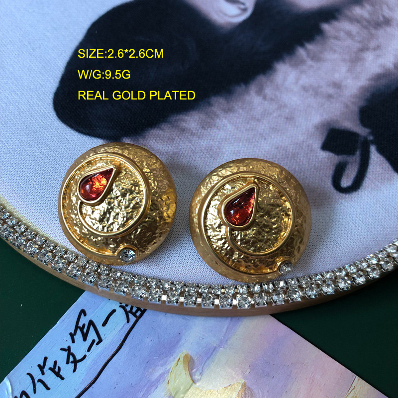 Earrings Classification 1 Pair Quantity 1 Pair Retro Geometric Alloy Plating Artificial Diamond Women's Earrings