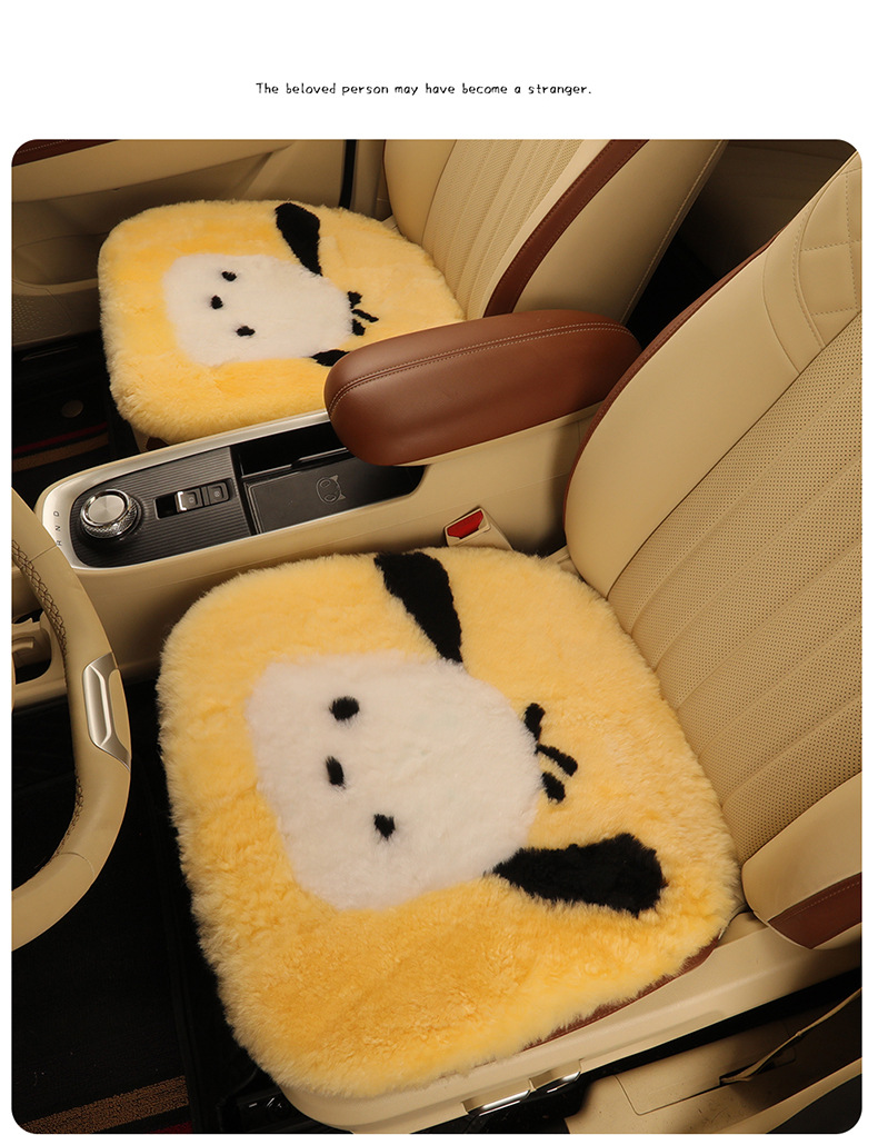 Pure wool car cushion single piece winter fur integrated three-piece car cushion warm plush seat cushion rear row strip
