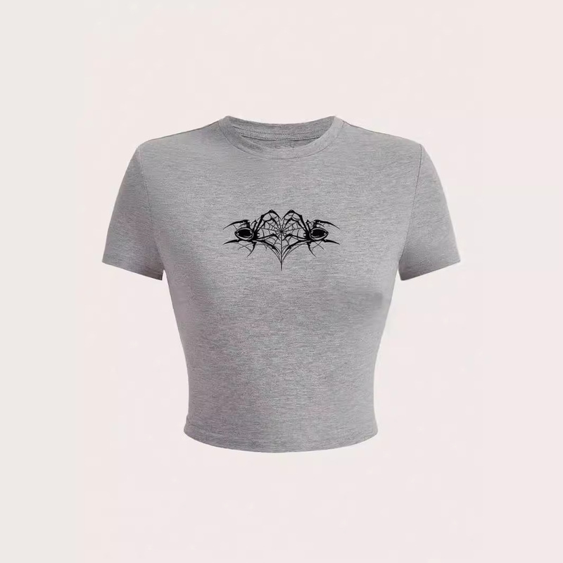 Xiyin Amazon Foreign Trade Trend Fashion Crop Top Slim Fit Women's Short Top Spider 3D Printing Set-made Xiyin Amazon Foreign Trade Trend Fashion Crop Top Slim Fit Women's Short Top Spider 3D Printing Set-made