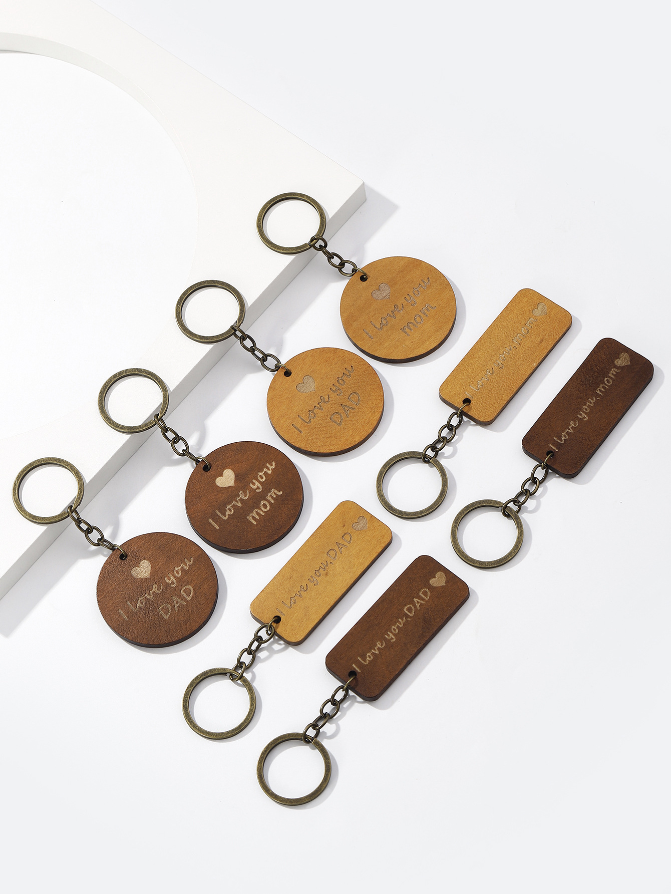 Simple Style Geometric Letter Wood Mother'S Day Father'S Day Unisex Keychain display picture 6
