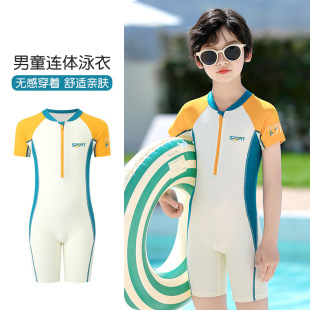 Children's Swimsuit Boys New Hot Spring One-piece Swimsuit Big Boy Boys Students Professional Quick-drying Training Equipment