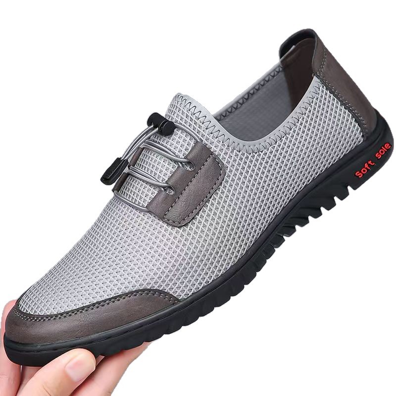 Sandalias transfronterizas para hombre verano nuevo estilo tejido volador malla transpirable zapatos de hombre zapatos casuales de un pie zapatos de papá de mediana edad para hombre image 6