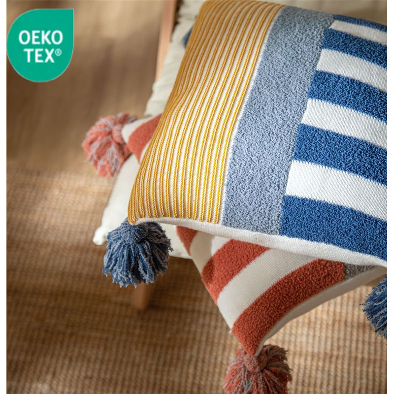 Ruijing Amazon Cross-border Luvig Knitted Wool Yarn Blended Interlocking Striped Sofa Pillow Cover and Cushion