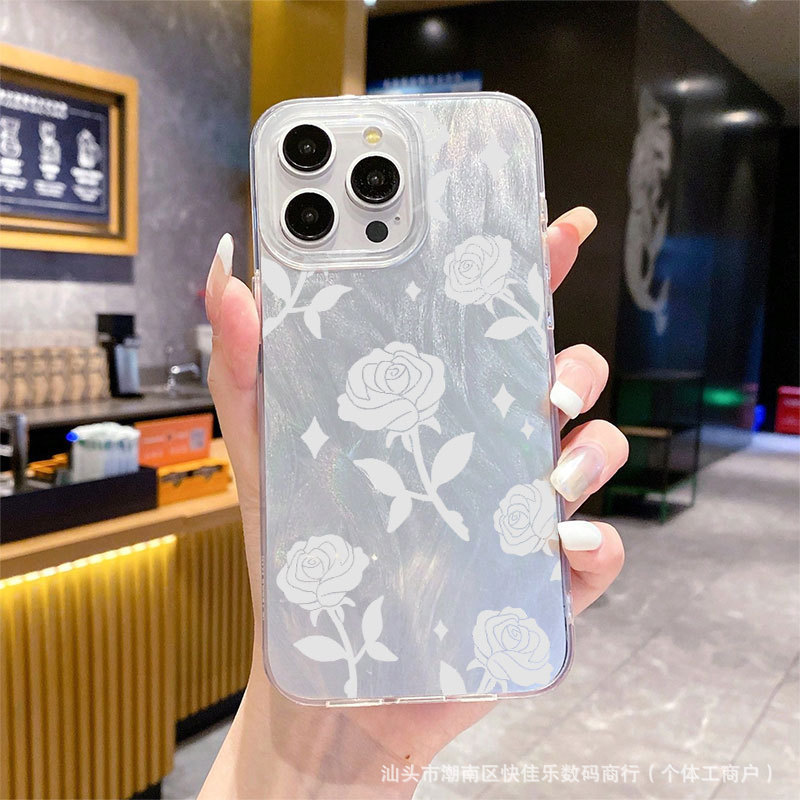 High-Grade Feather Yarn Floral Design Suitable for iPhone 11/12/13/14/15/16 Pro Max Apple 17 Pro Phone Case