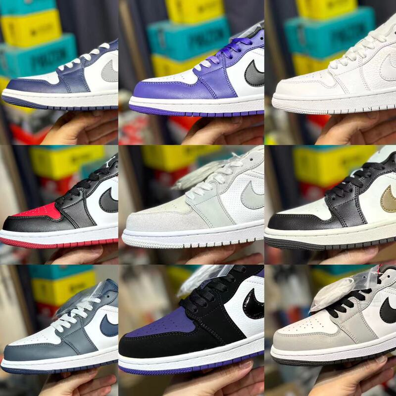 Putian Pure Original Aj1Low Black Green Pink Purple Gray White Men's and Women's Low-Top Sports Casual Shoes Black and White Smoke Gray Couple Sneakers Putian Pure Original Aj1Low Black Green Pink Purple Gray White Men's and Women's Low-Top Sports Casual Shoes Black and White Smoke Gray Couple Sneakers