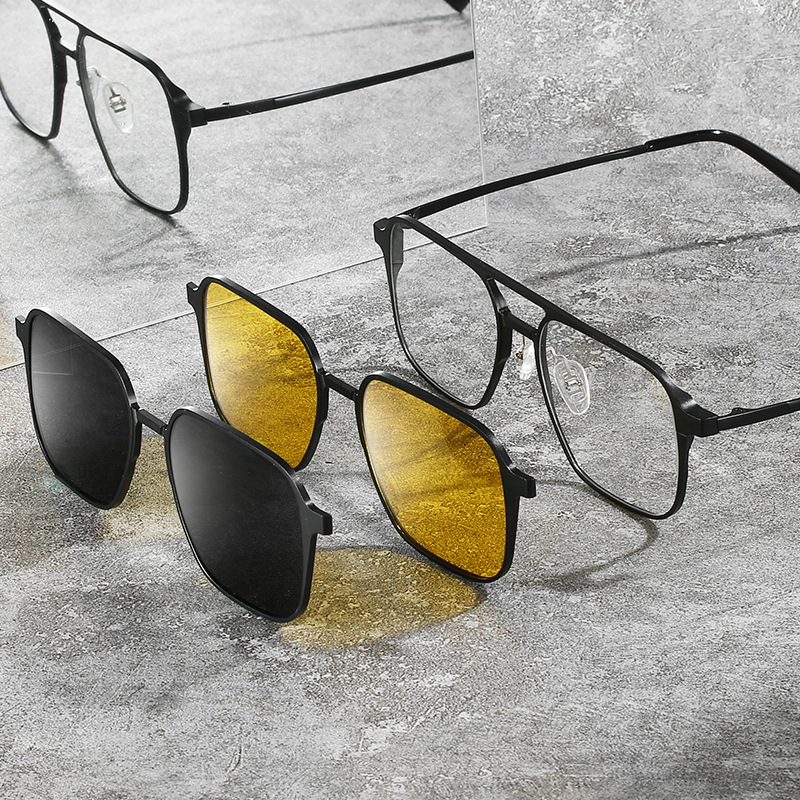 8601 New Large-Frame Night Vision Anti-Uv Polarized Metal Wholesale Myopia Glasses Frame Set Magnetic Glasses