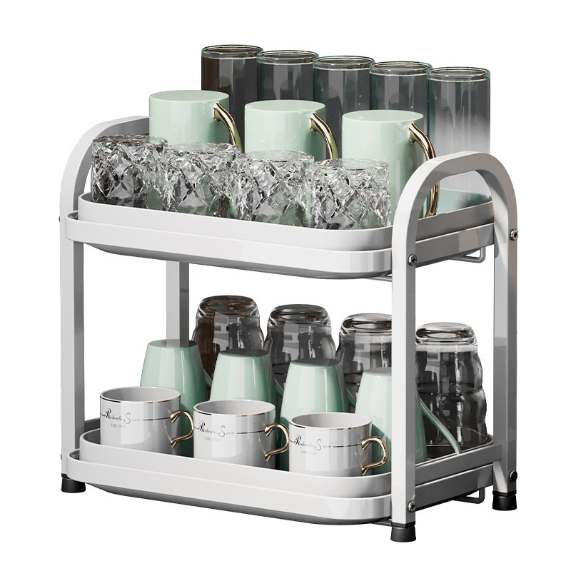 Cocina transfronteriza drenaje de tazas de mesa sala de estar almacenamiento de té bandeja de tazas de vino multifuncional rack fabricantes al por mayor