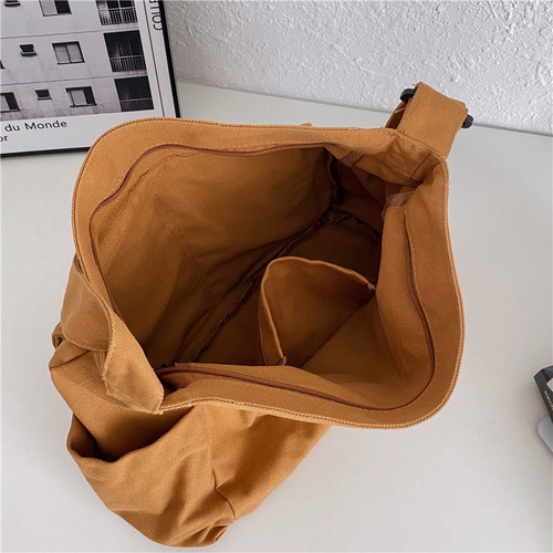 Workwear style single-shoulder crossbody bag for men and women, Instagram canvas bag, student school bag, street style large capacity, literary and leisure bag